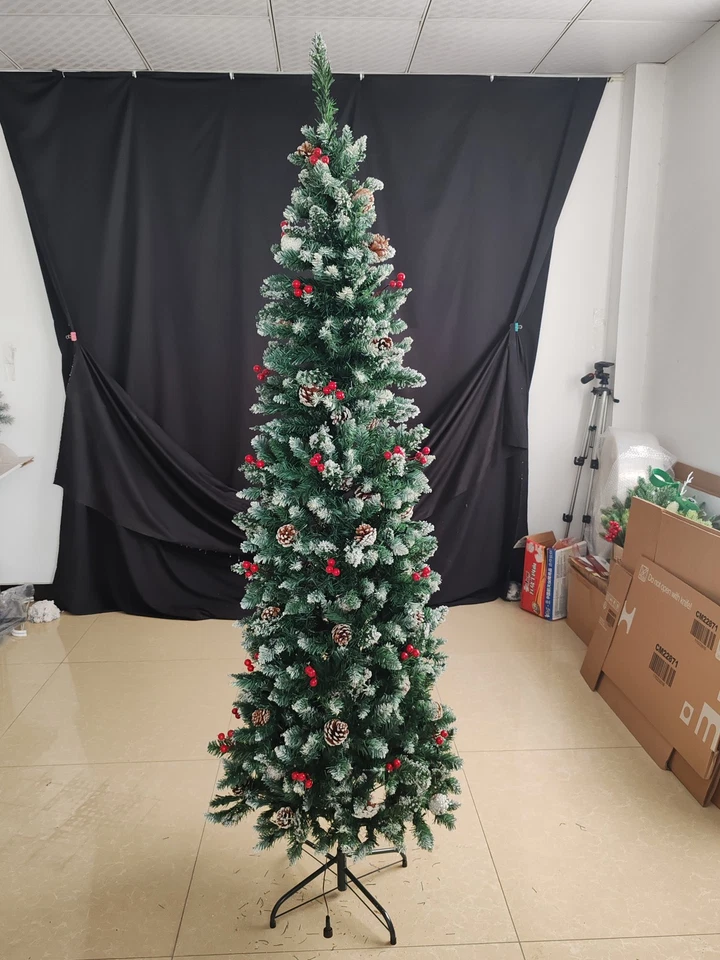 Árbol de Navidad flocado de 7,5 pies con luces transparentes para decoración de interiores Foto 1 de 1