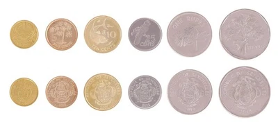 Juego de 6 piezas de 1 centavo - 5 rupias Seychelles, 2004-2012, KM #46-51, como nuevo Foto 1 de 4