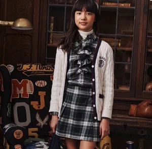 $80 NWT RALPH LAUREN Girl's Ruffled Plaid Cotton Twill Shirt Size 12 Green/Cream - Picture 1 of 11