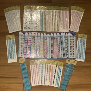 Posten 54 neue Schmuck Bordüre Aufkleber Edelstein bunt selbstklebend Packungen - Bild 1 von 10