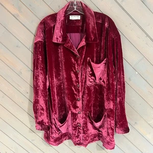 Camisa rosa caliente We The Free XL de terciopelo aplastado de gran tamaño con botones para mujer - Imagen 1 de 6