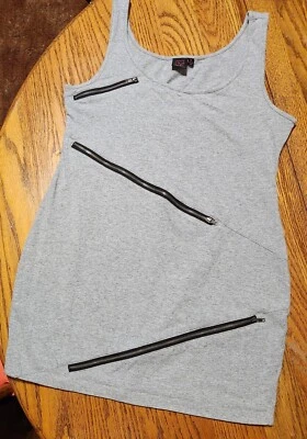 Material Niña Mujer Junior XL Bodycon Sin Mangas/Cremalleras Vestido Gris Punk Rock Foto 1 de 4