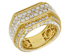 Mens 14K Yellow Gold Diamond Eternity Style Band Ring 13mm 5 1/4 CT