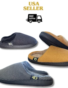 Christmas Gift Men's Memory Foam Slipper Sherpa Lined Terry Topp Winter Slippers - Picture 1 of 12