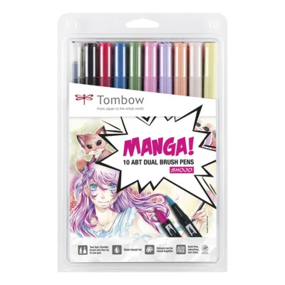 ** NEW Tombow Dual Brush Pen Art Markers -- Manga Shojo (10-pack) - Image 1 of 2