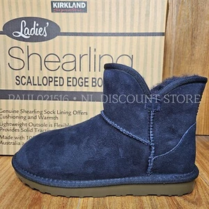 KIRKLAND SIGNATURE Women’s Shearling Scalloped Edge Boots ~ Navy - Picture 1 of 5