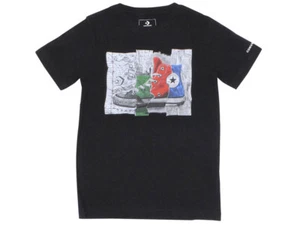Converse Big Boy's T-Shirt Mixed Media Chuck Graphic Short Sleeve Black - Picture 1 of 10