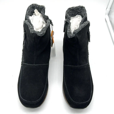 Zapatos botines de gamuza Sporto para mujer negros con cremallera lateral de piel sintética palanca 9 anchos Foto 1 de 4