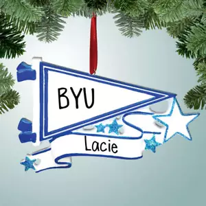Personalized Pennant with Ribbon - Blue Christmas Ornament - Picture 1 of 1