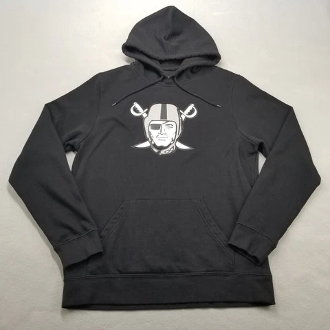 Oakland Raiders Hoodie Mens Size M Black Hooded Sweatshirt Majestic NFL Football Cover