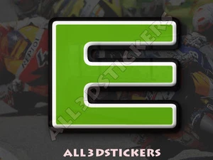 Autocollant Résine Lettre E 3D Couleur Vert Taille 50mm - Picture 1 of 1