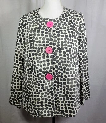Chaqueta Blazer Swing 3 Sisters Mujer Talla L Blanco y Negro Estampado Animal Lunares Foto 1 de 4