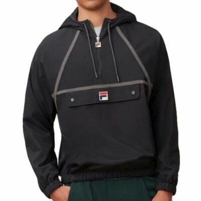 Fila Astor 80s Retro Quarter Zip Jacket Coat Anorak Mens Size Small Black NWT - Image 1 of 4