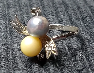 镀银人造珍珠和银色丝带戒指 尺寸 7.5,1.5 毫米表带 — 第 1/4 张图片