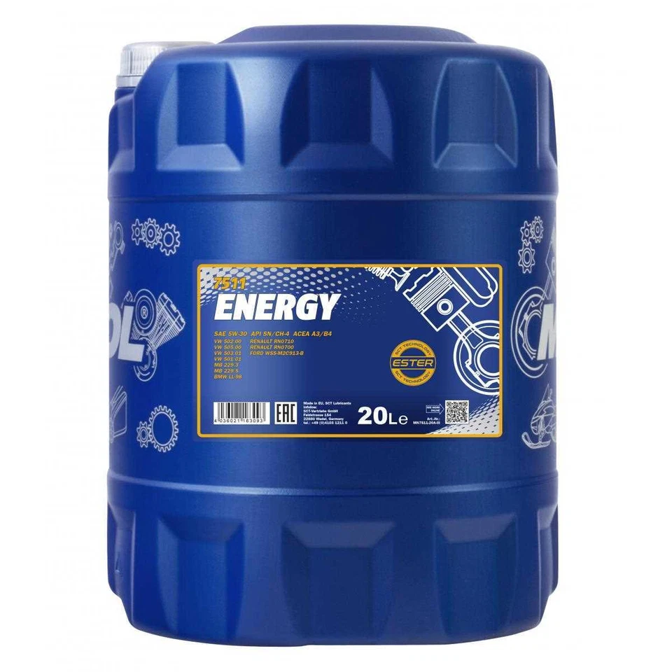 20 Liter MANNOL Energy 5W-30 Motoröl 7511 API SN/CH-4 ACEA A3/B4 Synthetic - Bild 1 von 2