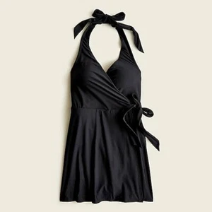 NWT J CREW Black Halter Wrap Skirted Swimsuit Bathing Suit Sz 24 - Picture 1 of 4
