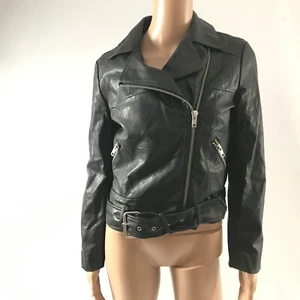 BB Dakota Women’s Vegan Leather Moto Jacket Size S Black Motorcycle  Longsleeve  - Picture 1 of 5
