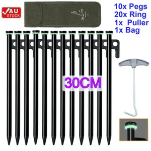 32X Heavy Duty Tent Pegs Steel Camping Hiking Outdoor Ground Stakes Nail Set Bag - Picture 1 of 9