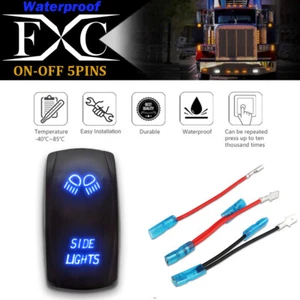FXC Blue Laser Etched LED Rocker Switch Dual Light 20A 12V ON/OFF - SIDE LIGHTS - Picture 1 of 8