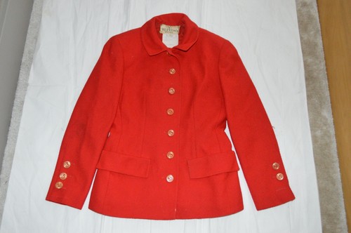 Giacca blazer Valentino Boutique Rossa Dettaglio Bottone Dettaglio Lana Cappotto Donna UK10 IT42