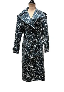 NWT Ann Taylor Blue Teal Spotted Modern Trench Coat XS Women - Picture 1 of 11
