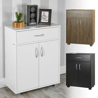 Small 2 Door 1 Drawer Hallway Living Room Sideboard Wooden Storage Cabinet Unit - Image 1 of 2