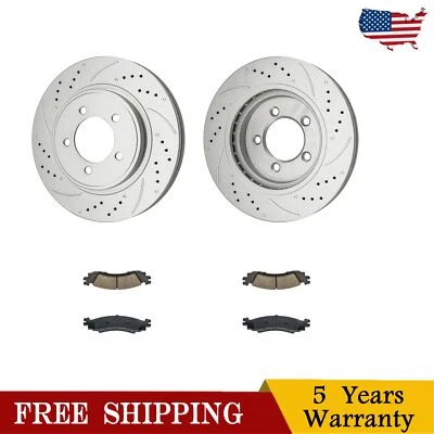 Front Drilled Brake Rotors Pads For Ford Explorer Mercury Mountaineer 2006-2010 - Image 1 of 4