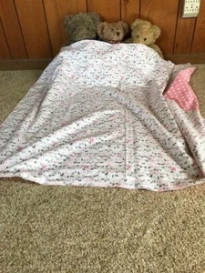 Handmade pink white polka dot flannel baby blanket,baby animals,letters,gray - Picture 1 of 6