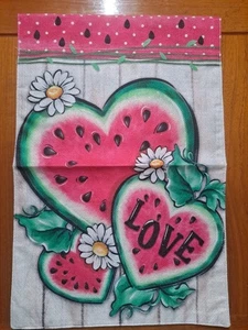 NEW Home & Garden 1pc Double Sided Garden Flags 12x18 Welcome Love Watermelon - Picture 1 of 1