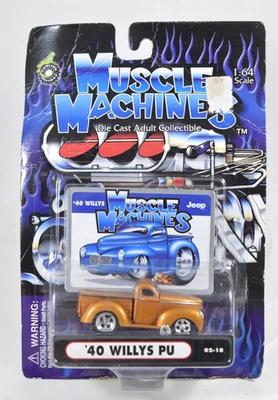 Muscle Machines Orange '40 Willys Pickup 1/64 Diecast Creased Card - Image 1 of 4