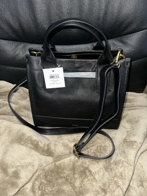 New with tags!! Fossil Women Kyler Tote  Leather Satchel Black retails for $250 - Image 1 of 4