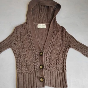 Aeropostale Sweater XS Cable Knit Cardigan Hooded Preppy Y2K Bella Swan  - Picture 1 of 10