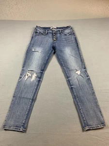Pantalones de mezclilla KanCan para mujer 9 28 azul desgastado tobillo ajustados elásticos botones mosca - Imagen 1 de 10