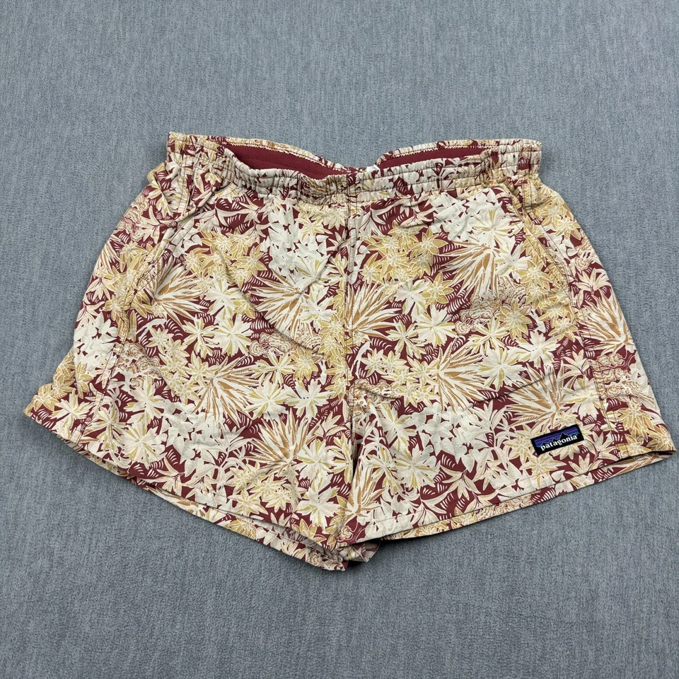 Pantalones Cortos Patagonia Para Mujer Medianos Beige Rojo Floral Bolsos Sin Forro Natación Surf 57059 Foto 1 de 4