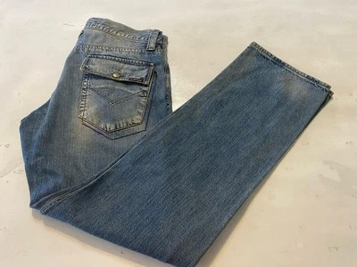 Men’s Vintage Energie Kirk Button Fly Distressed Blue Jeans Size 34 - Image 1 of 4