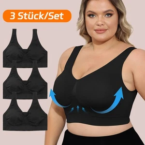 3er Plusgrößen Damen Sport BH Bustier Bra mit abnehmbarem Brustpolster XL-4XL - Bild 1 von 18