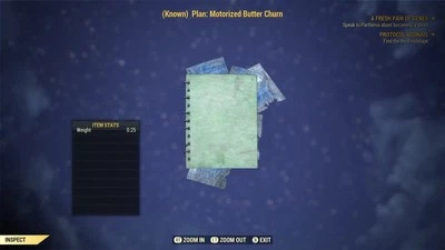 RARE Fallout 76 MOTORIZED BUTTER CHURN Plan Fo76 XBOX Fast Delivery Invaders - Image 1 of 2