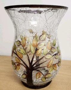 Yankee Candle Crackle Glass Vase Large Candle Holder Fall Autumn Home Decor 2011 - Picture 1 of 6