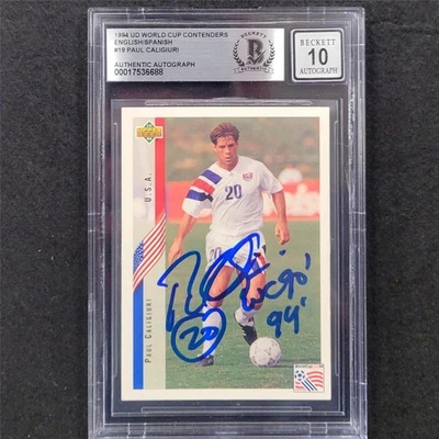 1994 UD чемпионата мира #19 Paul Caligiuri «WC 90, 94» подписанная карта Beckett BAS 10 auto - Изображение 1 из 2