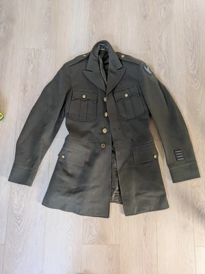 WW2 US Army Air Corps Officer's Uniform Jacket With Belt Green Named USAAC  - Image 1 of 4