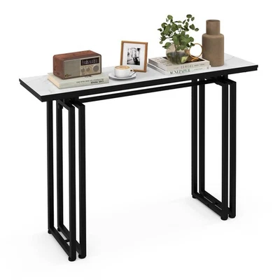 Console Table Long Sofa Side Table w/Heavy-duty Gold Frame &Adjustable Foot Pads - image 1 of 4