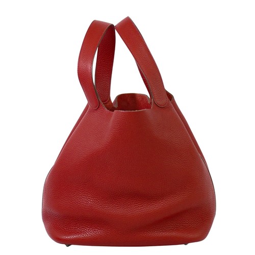 HERMÈS Borsa a mano HERMES Picotin Lock GM in pelle rosso argento