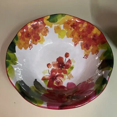 Pier 1 Grande 12.5” FLORAL Melamina Pasta Frutas Ensalada Tazón para Servir  Foto 1 de 4