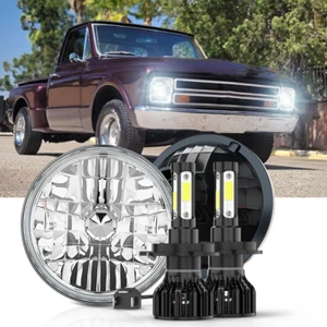 for 1967-1972 Chevy C10 Pair 7" inch Round LED Headlights Hi-Low Beam Sealed - Picture 1 of 12