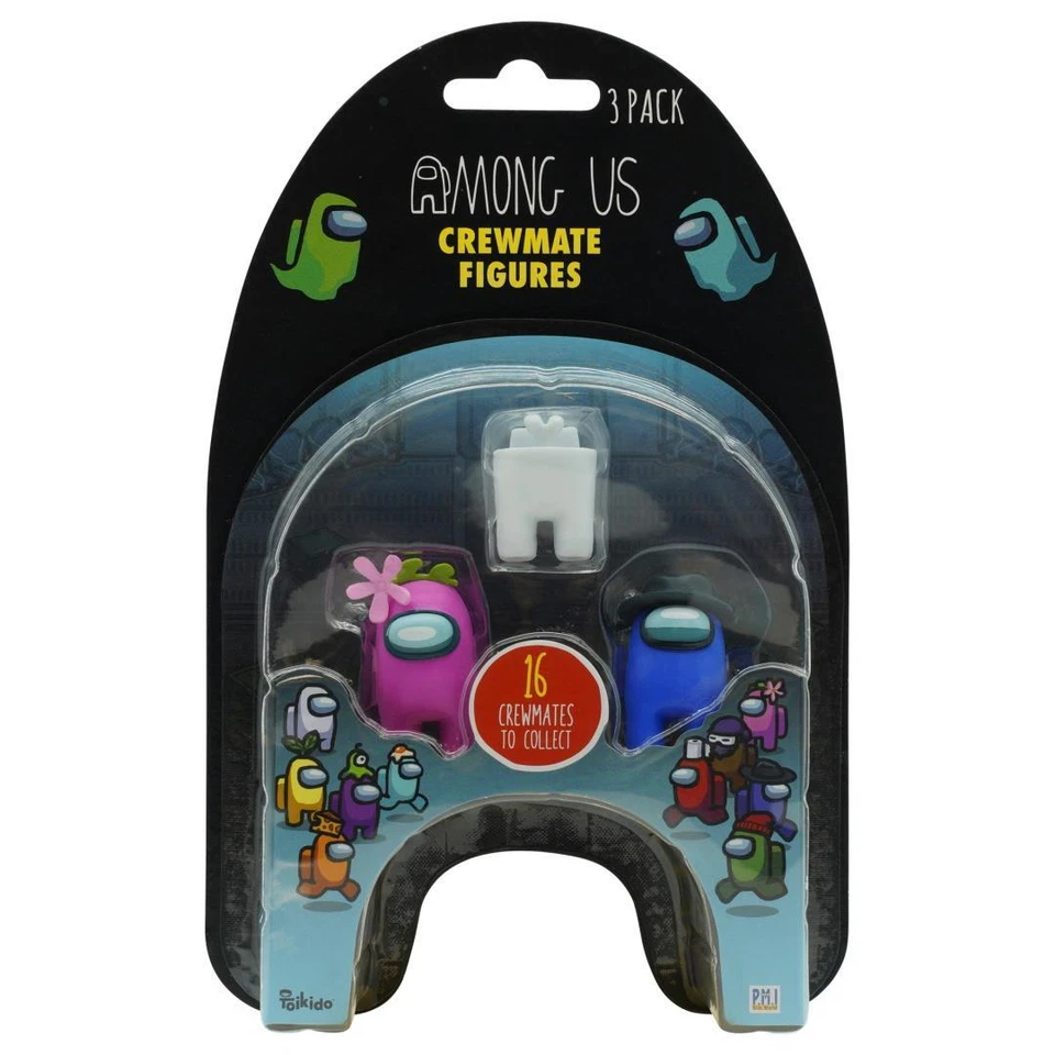 Among Us WHITE-LIGHT BLUE-BLACK Crewmate Figures 3-Pack (AU2020) (Box damaged)
