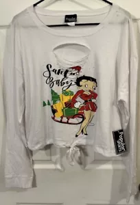 Betty Boop Christmas Crewneck Long Sleeve Crop Size 2XL Santa Baby NWT - Picture 1 of 5