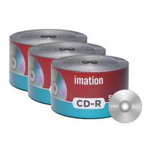 Paquete de 150 discos grabables Imation CD-R 52X 700 MB/80 min logotipo de marca medios en blanco - Imagen 1 de 3