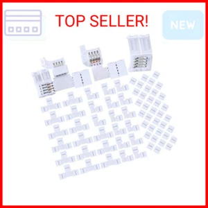 60 Pieces LED Strip Lights Connectors 4-Pin RGB LED Lights Extension T-Shape Sol - Picture 1 of 2