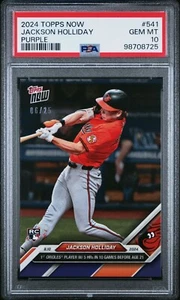 2024 Topps Now 541 Jackson Holliday Purple 06/25 RC Rookie PSA 10 GEM - Picture 1 of 2