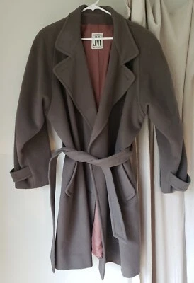 Vintage 1990s Jones New York Taupe Brown 100% Wool Trench Coat (See Measurement) - Image 1 of 4